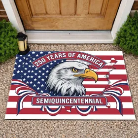 Bald Eagle American Flag USA Map - 250 Years of America 1776-2026 Patriotic Art Doormat
