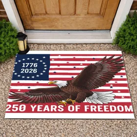 Bald Eagle American Flag 1776-2026 - USA 250th Anniversary Freedom Patriotic Display Doormat