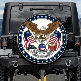 Bald Eagle American Flag 1776-2026 - USA 250th Anniversary Patriotic Commemoration Spare Tire Cover