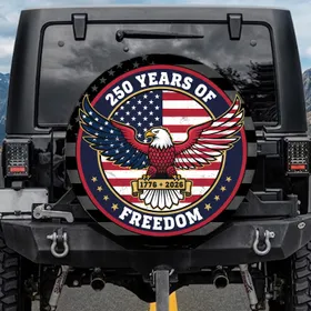 250 Years of Freedom Bald Eagle 1776-2026 - USA American Flag Anniversary Spare Tire Cover