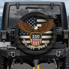 Bald Eagle American Flag 1776-2026 - USA 250th Anniversary Patriotic Gift for Dad Spare Tire Cover