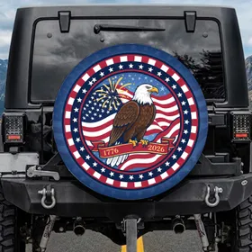 Bald Eagle American Flag 1776-2026 - USA 250th Anniversary Independence Day Patriotic Gift Spare Tire Cover