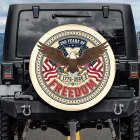 Bald Eagle American Flag 1776-2026 - USA 250 Years of Freedom Independence Day Spare Tire Cover