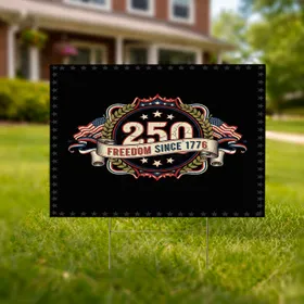 Star Spangled 250 Emblem Freedom 1776 Banner - USA 250th Anniversary Patriotic Flag 1776-2026 Yard Sign