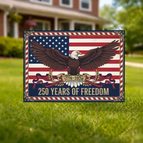 Bald Eagle American Flag 1776-2026 - USA 250th Anniversary Independence Day Gift for Veterans Yard Sign