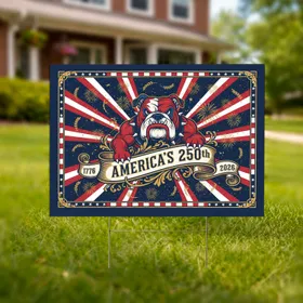 Bold Patriotic Bulldog 1776-2026 - USA 250th Anniversary Independence Day Flag Yard Sign