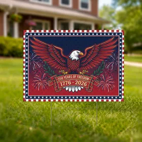 Bald Eagle American Flag 1776-2026 - USA 250th Anniversary Independence Day Yard Sign