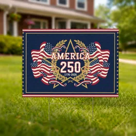 America 250 Star Flag Emblem - USA 250th Anniversary 1776-2026 National Heritage Yard Sign