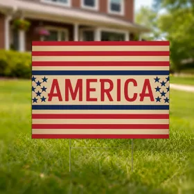 Bold AMERICA Text Stripes Stars - USA 250th Anniversary (1776-2026) American Patriot Design Yard Sign