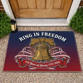 Liberty Bell Patriotic Ring In Freedom - USA 250th Anniversary 1776-2026 Gift for Veterans Doormat