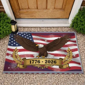 Bald Eagle American Flag 1776-2026 - USA 250th Anniversary Commemorative Freedom Display Doormat