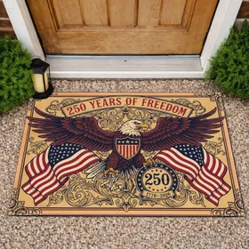 American Eagle Betsy Ross Flag 250 Years of Freedom 1776-2026 - Independence Day Art Doormat