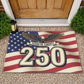 Bald Eagle American Flag 250 Years of Liberty 1776-2026 USA 4th of July Celebration Doormat