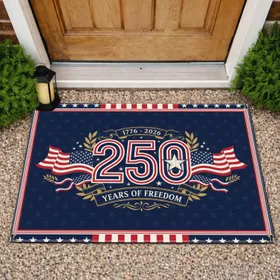 250 Years of Freedom Emblem American Flag 1776-2026 - USA 250th Anniversary Historic Doormat