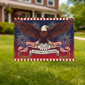 Bald Eagle American Flag 1776-2026 - USA 250th Anniversary Independence Day Gift for Dad Yard Sign