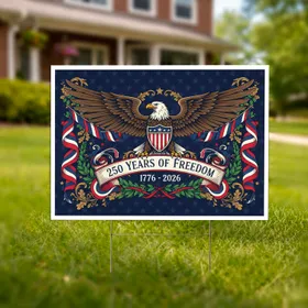 Bald Eagle American Shield 1776-2026 - USA 250 Years of Freedom Independence Day Gift Yard Sign