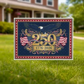 Bald Eagle American Flag 250 Emblem 1776-2026 - USA Independence Day Yard Sign