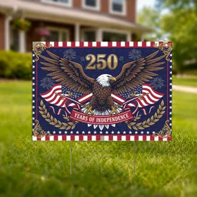 Bald Eagle American Flag 1776-2026 - Patriotic USA 250th Anniversary Independence Day Yard Sign