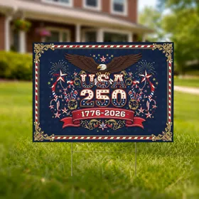 Bald Eagle USA 250th Anniversary 1776-2026 - Patriotic American Stars Stripes Art Yard Sign