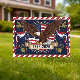 Bald Eagle American Flag 1776-2026 - USA 250th Anniversary Gift for Veterans Yard Sign