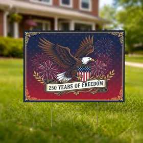 Bald Eagle American Flag 1776-2026 - USA 250 Years of Freedom Independence Day Yard Sign