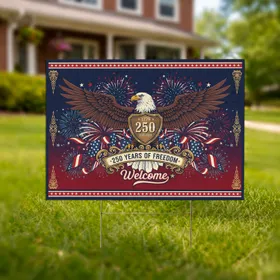 Bald Eagle American Flag 1776-2026 - USA 250th Anniversary Independence Day Yard Sign