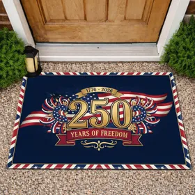 250th Anniversary Distressed American Flag 1776-2026 - Freedom Emblem Design Doormat