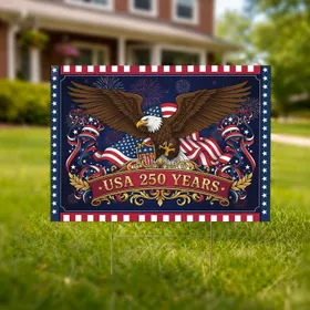 Bald Eagle American Flag 1776-2026 - USA 250th Anniversary Patriotic Home Display Yard Sign