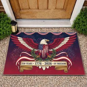Bald Eagle American Flag 1776-2026 - USA 250 Years Freedom Independence Day Doormat