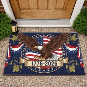 Bald Eagle American Flag 1776-2026 - USA 250th Anniversary Gift for Veterans Doormat