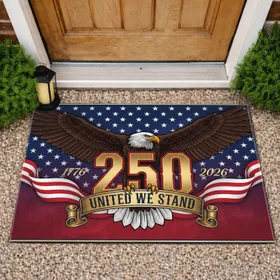 Bald Eagle American Flag 1776-2026 - United We Stand USA 250th Anniversary Doormat