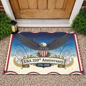 Bald Eagle American Flag 1776-2026 - USA 250th Anniversary Independence Day Gift for Veterans Doormat