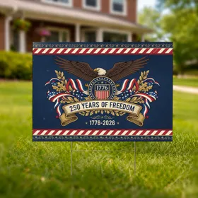 Bald Eagle 1776 Shield American Flag - USA 250th Anniversary Independence Day Gift Yard Sign