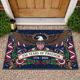 Bald Eagle American Shield 1776-2026 - USA 250 Years of Freedom Independence Day Gift Doormat