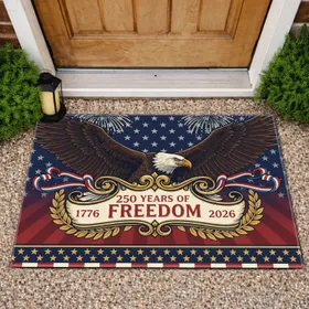 Bald Eagle 1776-2026 American Flag - USA 250 Years of Freedom Independence Day Doormat