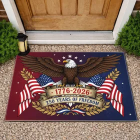 Bald Eagle American Flag 1776-2026 - USA 250 Years of Freedom Independence Day Doormat
