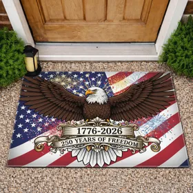 Bald Eagle American Flag 1776-2026 - USA 250 Years of Freedom Anniversary Gift Doormat