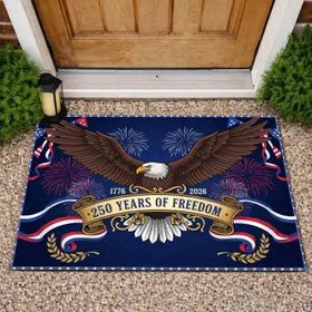 Bald Eagle American Flag 1776-2026 - USA 250th Anniversary Patriotic Freedom Art Doormat