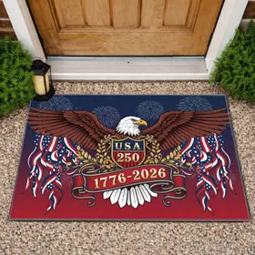 Bald Eagle American Flag 1776-2026 - USA 250th Anniversary Patriotic Freedom Honor Doormat