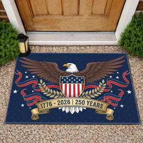 Bald Eagle American Flag 1776-2026 - USA 250th Anniversary Patriotic Gift for Veterans Doormat
