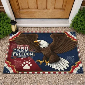 Bald Eagle American Flag 1776-2026 - USA 250th Anniversary Independence Day for Veterans Doormat