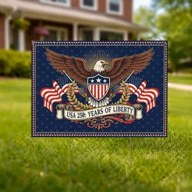 Bald Eagle American Flag 1776-2026 - USA 250th Anniversary Independence Day Patriotic Gift Yard Sign