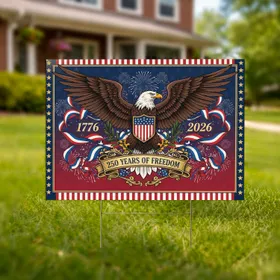 Bald Eagle American Flag Shield 1776-2026 - USA 250th Anniversary Independence Day Yard Sign