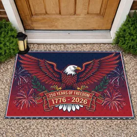 Bald Eagle American Flag 1776-2026 - USA 250th Anniversary Independence Day Doormat