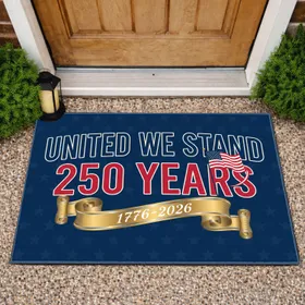 UNITED WE STAND 250 YEARS 1776-2026 American Flag Vintage Patriotic Anniversary Doormat
