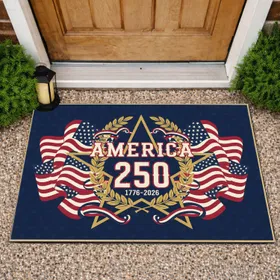 America 250 Star Flag Emblem - USA 250th Anniversary 1776-2026 National Heritage Doormat
