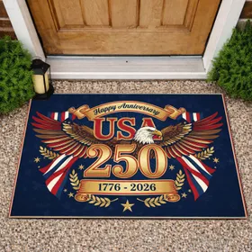 Bald Eagle USA 250 - 1776-2026 Anniversary Patriotic Independence Day Veterans Doormat