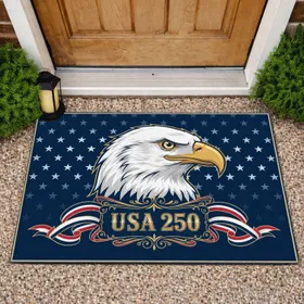 Bald Eagle USA 250th Anniversary 1776-2026 - Patriotic Freedom Celebration Decor Doormat
