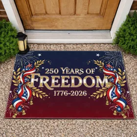 250 Years of Freedom 1776-2026 Patriotic Bunting Laurel - America Anniversary Gift for Dad Doormat