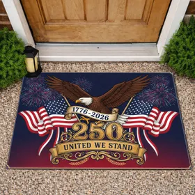 Bald Eagle American Flag 1776-2026 - Patriotic USA 250th Anniversary United We Stand Doormat